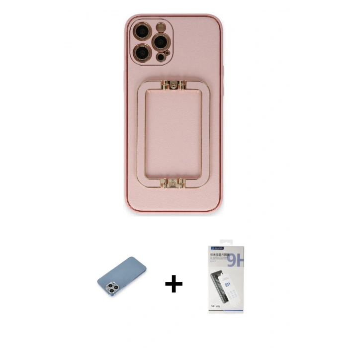 MARSİLYAN™- iPhone 12 Pro Kılıf Kozmos Minimal Prime - Şeffaf Uv Polymer Nano Ekran Koruyucu + Shine Kamera Lens Koruma Cam - GS