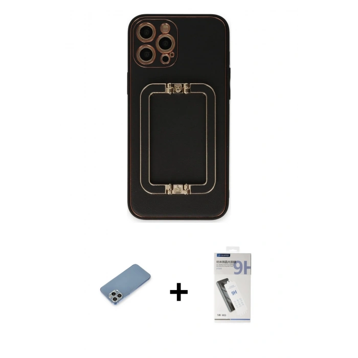 MARSİLYAN™- iPhone 12 Pro Kılıf Kozmos Minimal Prime - Şeffaf Uv Polymer Nano Ekran Koruyucu + Shine Kamera Lens Koruma Cam - GS