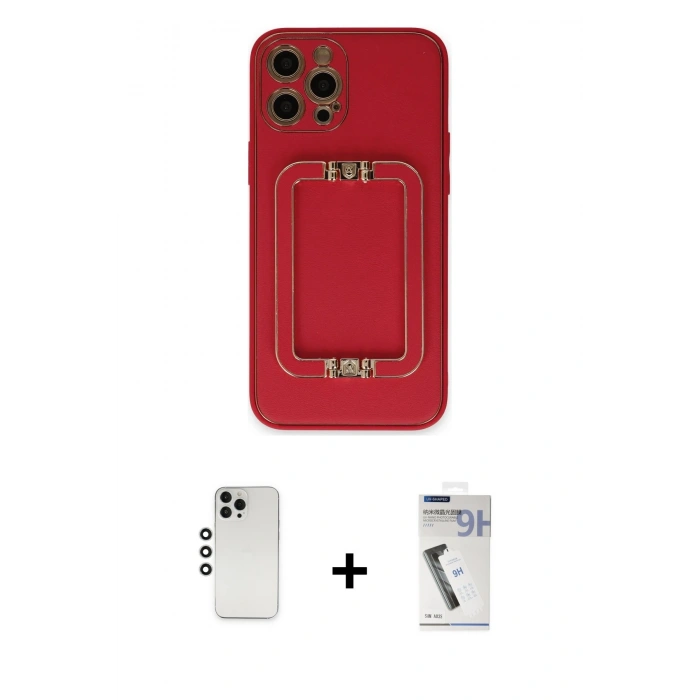 MARSİLYAN™- iPhone 12 Pro Kılıf Kozmos Minimal Prime - Şeffaf Uv Polymer Nano Ekran Koruyucu + Shine Kamera Lens - GS