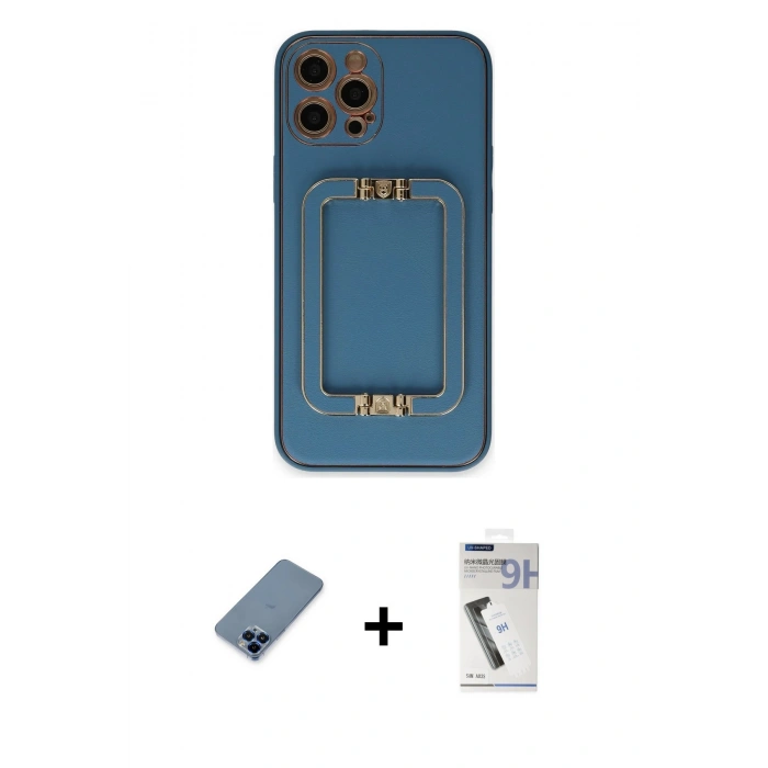 MARSİLYAN™- iPhone 12 Pro Kılıf Kozmos Minimal Prime - Şeffaf Uv Polymer Nano Ekran Koruyucu + Metal Kamera Lens Koruma Cam - MI