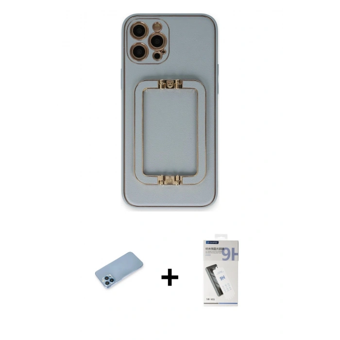 MARSİLYAN™- iPhone 12 Pro Kılıf Kozmos Minimal Prime - Şeffaf Uv Polymer Nano Ekran Koruyucu + Shine Kamera Lens Koruma Cam - MI