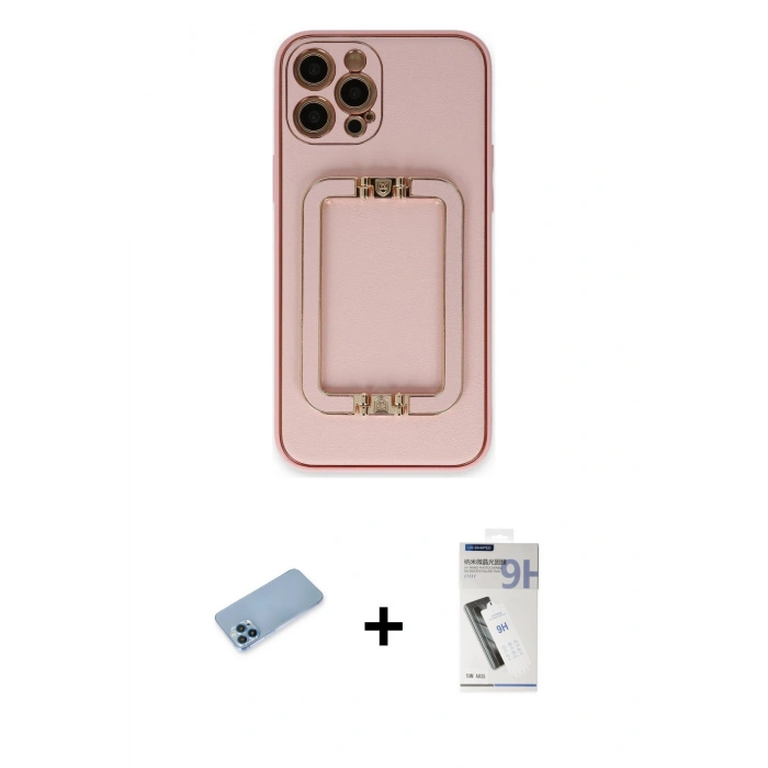 MARSİLYAN™- iPhone 12 Pro Kılıf Kozmos Minimal Prime - Şeffaf Uv Polymer Nano Ekran Koruyucu + Shine Kamera Lens Koruma Cam - MI
