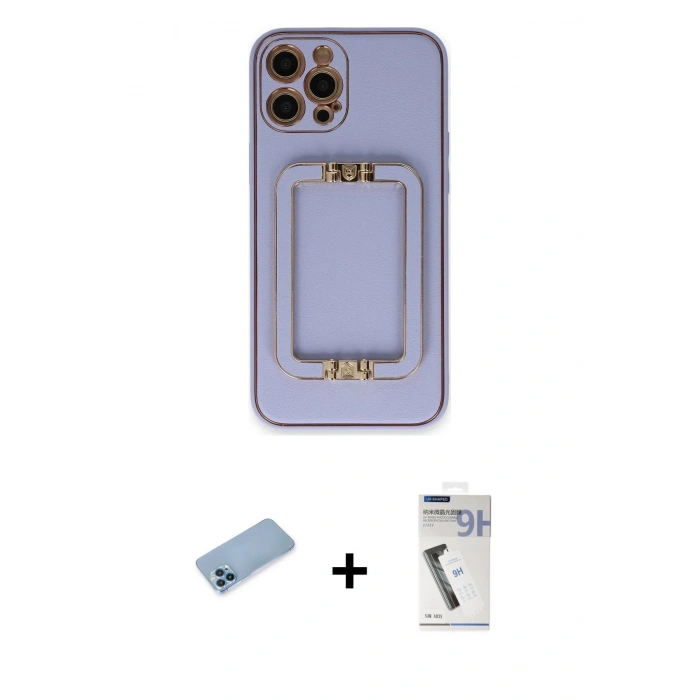 MARSİLYAN™- iPhone 12 Pro Kılıf Kozmos Minimal Prime - Şeffaf Uv Polymer Nano Ekran Koruyucu + Shine Kamera Lens Koruma Cam - MI