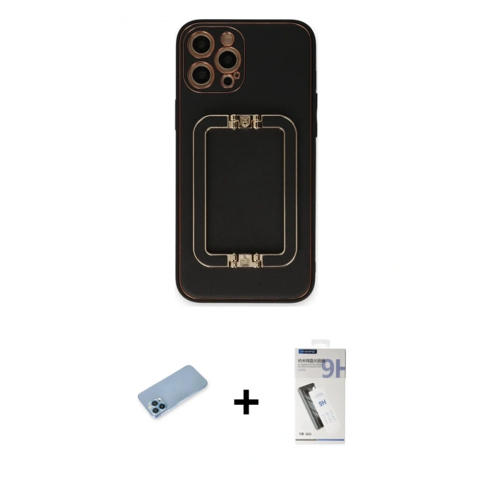 MARSİLYAN™- iPhone 12 Pro Kılıf Kozmos Minimal Prime - Şeffaf Uv Polymer Nano Ekran Koruyucu + Shine Kamera Lens Koruma Cam - MI