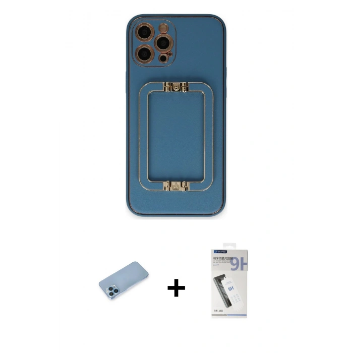 MARSİLYAN™- iPhone 12 Pro Kılıf Kozmos Minimal Prime - Şeffaf Uv Polymer Nano Ekran Koruyucu + Shine Kamera Lens Koruma Cam - MI