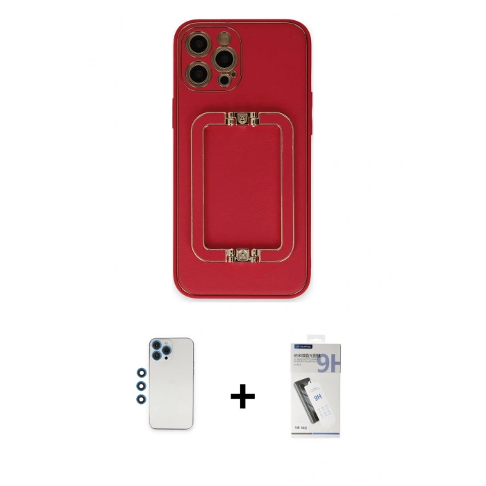 MARSİLYAN™- iPhone 12 Pro Kılıf Kozmos Minimal Prime - Şeffaf Uv Polymer Nano Ekran Koruyucu + Mavi Shine Kamera Lens