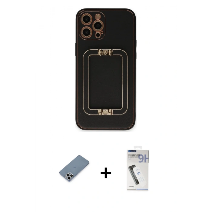 MARSİLYAN™- iPhone 12 Pro Kılıf Kozmos Minimal Prime - Şeffaf Uv Polymer Nano Ekran Koruyucu + Metal Kamera Lens Koruma Cam - GS