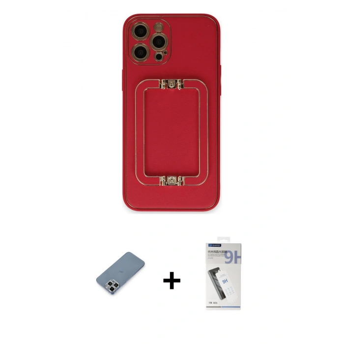 MARSİLYAN™- iPhone 12 Pro Kılıf Kozmos Minimal Prime - Şeffaf Uv Polymer Nano Ekran Koruyucu + Metal Kamera Lens Koruma Cam - GS
