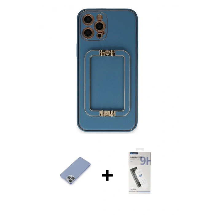 MARSİLYAN™- iPhone 12 Pro Kılıf Kozmos Minimal Prime - Şeffaf Uv Polymer Nano Ekran Koruyucu + Metal Kamera Lens Koruma Cam - KUYL