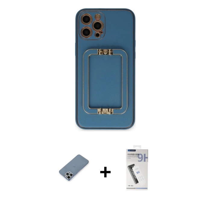 MARSİLYAN™- iPhone 12 Pro Kılıf Kozmos Minimal Prime - Şeffaf Uv Polymer Nano Ekran Koruyucu + Metal Kamera Lens Koruma Cam - GS