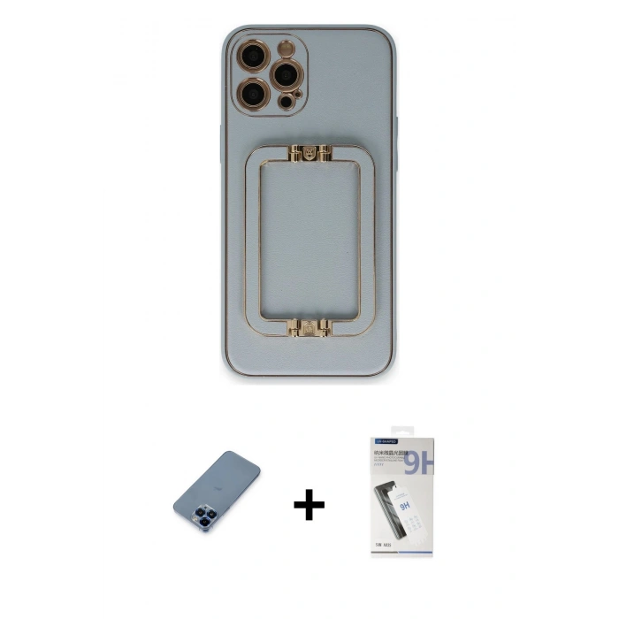 MARSİLYAN™- iPhone 12 Pro Kılıf Kozmos Minimal Prime - Şeffaf Uv Polymer Nano Ekran Koruyucu + Metal Kamera Lens Koruma Cam - MI
