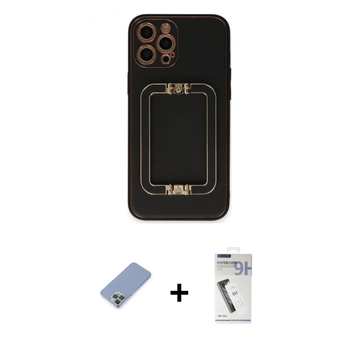 MARSİLYAN™- iPhone 12 Pro Kılıf Kozmos Minimal Prime - Şeffaf Uv Polymer Nano Ekran Koruyucu + Metal Kamera Lens Koruma Cam - KUYL