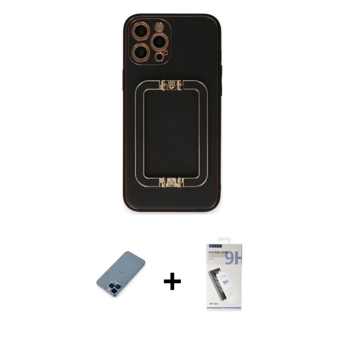 MARSİLYAN™- iPhone 12 Pro Kılıf Kozmos Minimal Prime - Şeffaf Uv Polymer Nano Ekran Koruyucu + Metal Kamera Lens Koruma Cam - MI