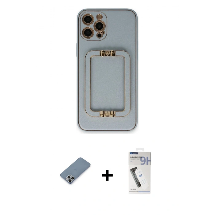 MARSİLYAN™- iPhone 12 Pro Kılıf Kozmos Minimal Prime - Şeffaf Uv Polymer Nano Ekran Koruyucu + Metal Kamera Lens Koruma Cam - GS