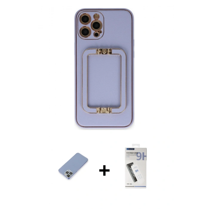 MARSİLYAN™- iPhone 12 Pro Kılıf Kozmos Minimal Prime - Şeffaf Uv Polymer Nano Ekran Koruyucu + Metal Kamera Lens Koruma Cam - KUYL