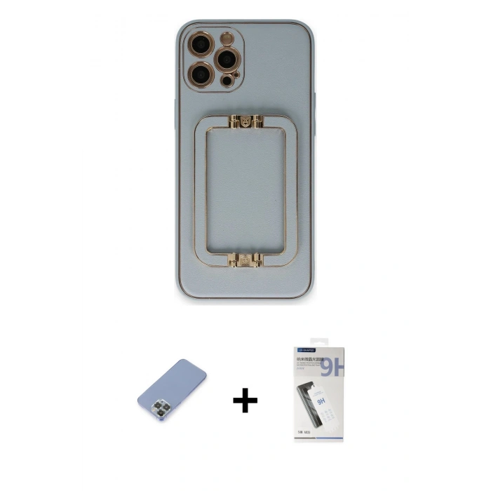 MARSİLYAN™- iPhone 12 Pro Kılıf Kozmos Minimal Prime - Şeffaf Uv Polymer Nano Ekran Koruyucu + Metal Kamera Lens Koruma Cam - KUYL