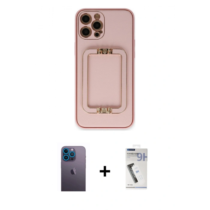MARSİLYAN™- iPhone 12 Pro Kılıf Kozmos Minimal Prime - Şeffaf Uv Polymer Nano Ekran Koruyucu + Neon Fosforlu Kamera Lens - MI