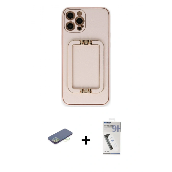 MARSİLYAN™- iPhone 12 Pro Kılıf Kozmos Minimal Prime - Şeffaf Uv Polymer Nano Ekran Koruyucu + Renkli Kamera Lens Koruma Cam - YL