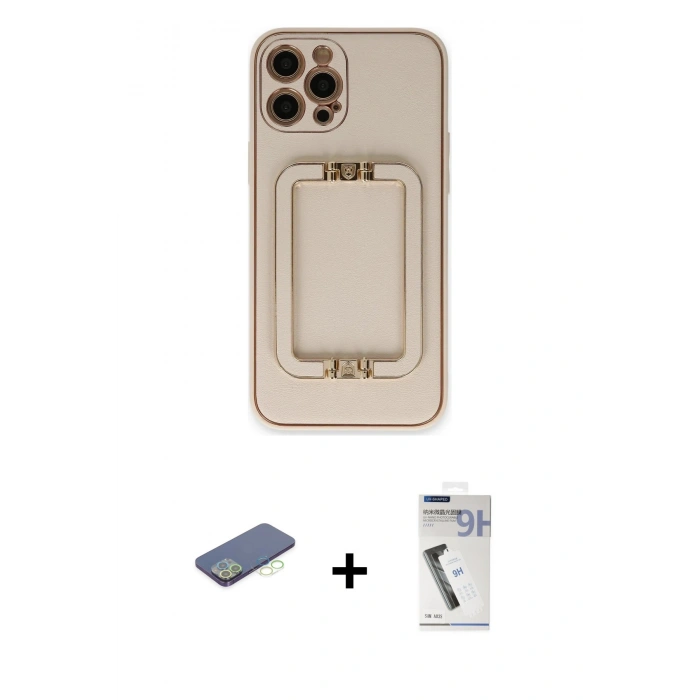 MARSİLYAN™- iPhone 12 Pro Kılıf Kozmos Minimal Prime - Şeffaf Uv Polymer Nano Ekran Koruyucu + Renkli Kamera Lens Koruma Cam - YL