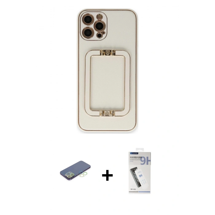 MARSİLYAN™- iPhone 12 Pro Kılıf Kozmos Minimal Prime - Şeffaf Uv Polymer Nano Ekran Koruyucu + Renkli Kamera Lens Koruma Cam - YL