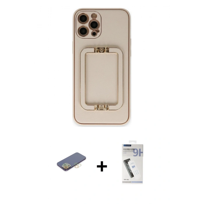MARSİLYAN™- iPhone 12 Pro Kılıf Kozmos Minimal Prime - Şeffaf Uv Polymer Nano Ekran Koruyucu + Renkli Kamera Lens Koruma Cam - SI