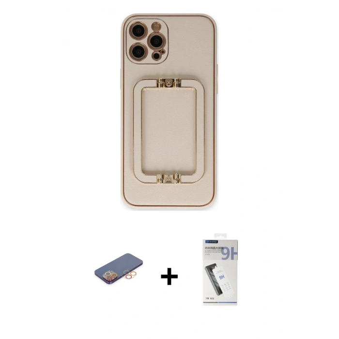 MARSİLYAN™- iPhone 12 Pro Kılıf Kozmos Minimal Prime - Şeffaf Uv Polymer Nano Ekran Koruyucu + Renkli Kamera Lens Koruma Cam - TU
