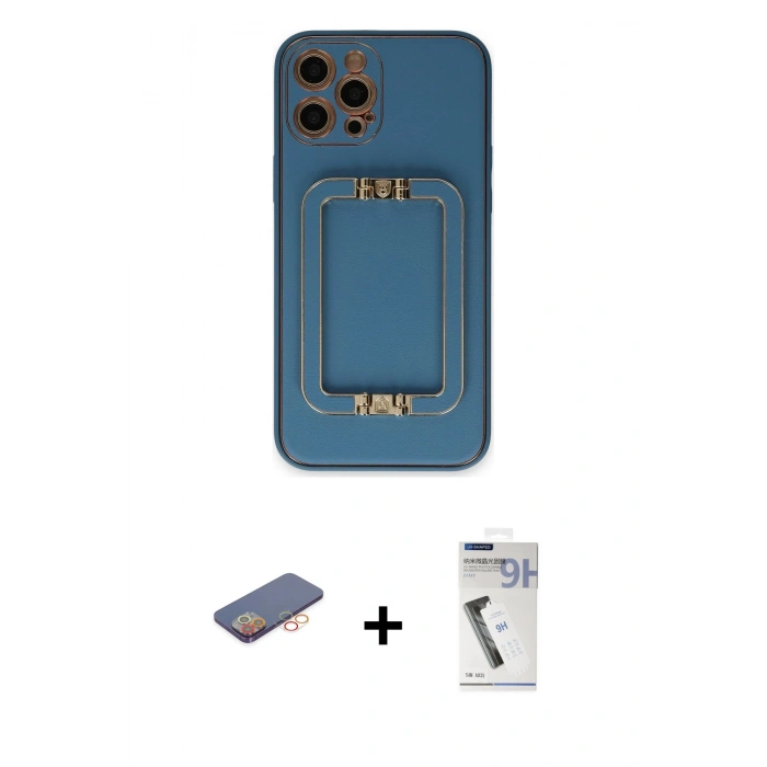 MARSİLYAN™- iPhone 12 Pro Kılıf Kozmos Minimal Prime - Şeffaf Uv Polymer Nano Ekran Koruyucu + Renkli Kamera Lens Koruma Cam - TU
