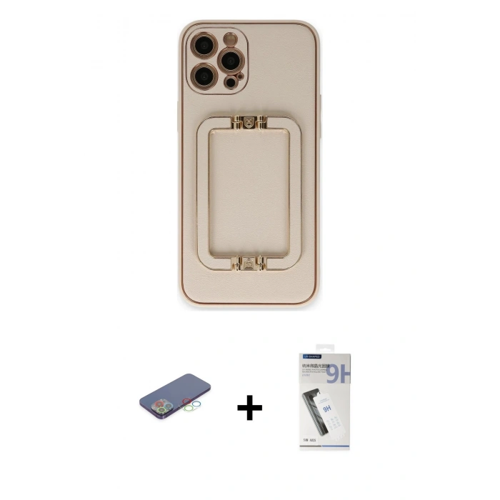 MARSİLYAN™- iPhone 12 Pro Kılıf Kozmos Minimal Prime - Şeffaf Uv Polymer Nano Ekran Koruyucu + Renkli Kamera Lens Koruma Cam - MI