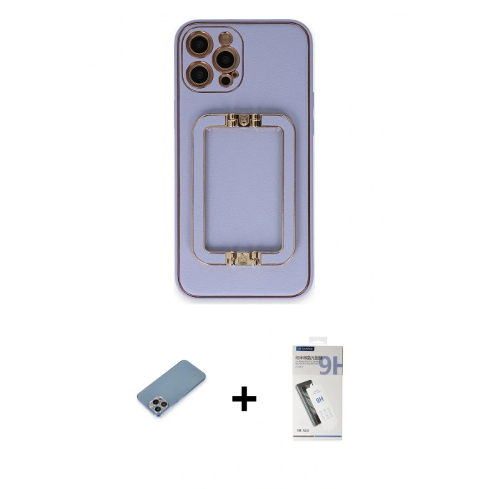 MARSİLYAN™- iPhone 12 Pro Kılıf Kozmos Minimal Prime - Şeffaf Uv Polymer Nano Ekran Koruyucu + Shine Kamera Lens Koruma Cam - GI
