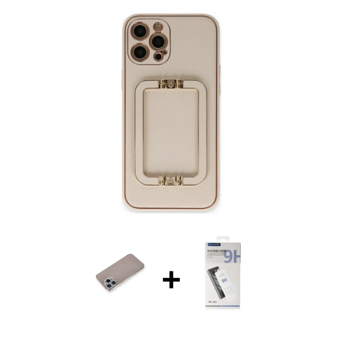 MARSİLYAN™- iPhone 12 Pro Kılıf Kozmos Minimal Prime - Şeffaf Uv Polymer Nano Ekran Koruyucu + Shine Kamera Lens Koruma Cam - SABE