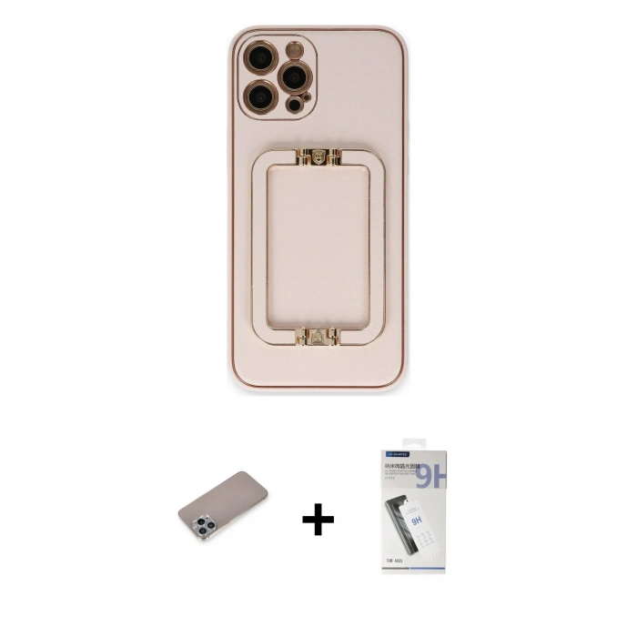 MARSİLYAN™- iPhone 12 Pro Kılıf Kozmos Minimal Prime - Şeffaf Uv Polymer Nano Ekran Koruyucu + Shine Kamera Lens Koruma Cam - SABE