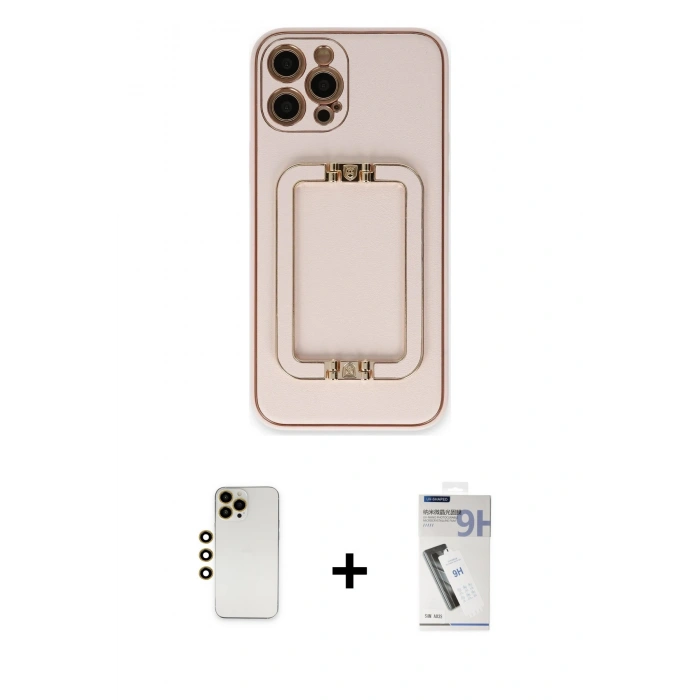MARSİLYAN™- iPhone 12 Pro Kılıf Kozmos Minimal Prime - Şeffaf Uv Polymer Nano Ekran Koruyucu + Shine Kamera Lens - GD