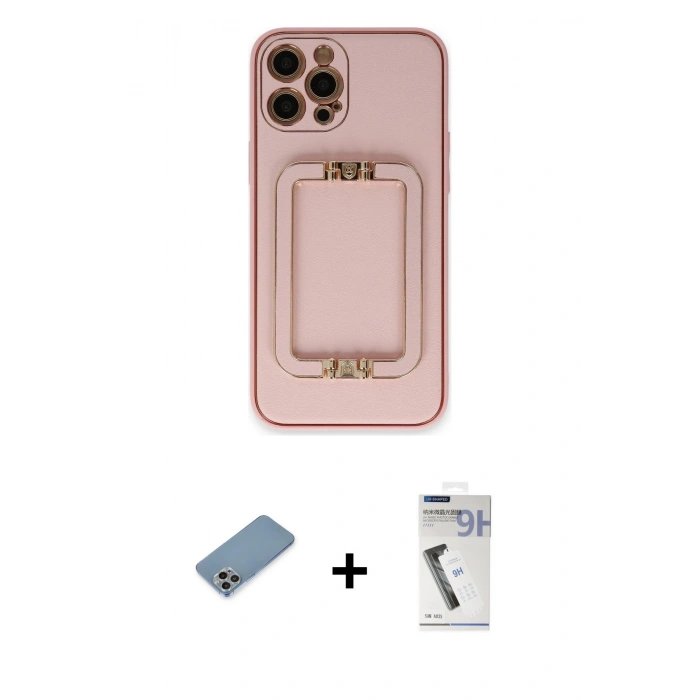 MARSİLYAN™- iPhone 12 Pro Kılıf Kozmos Minimal Prime - Şeffaf Uv Polymer Nano Ekran Koruyucu + Shine Kamera Lens Koruma Cam - GI