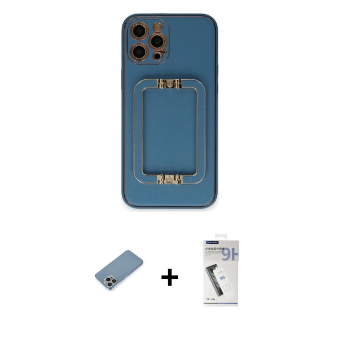 MARSİLYAN™- iPhone 12 Pro Kılıf Kozmos Minimal Prime - Şeffaf Uv Polymer Nano Ekran Koruyucu + Shine Kamera Lens Koruma Cam - GI