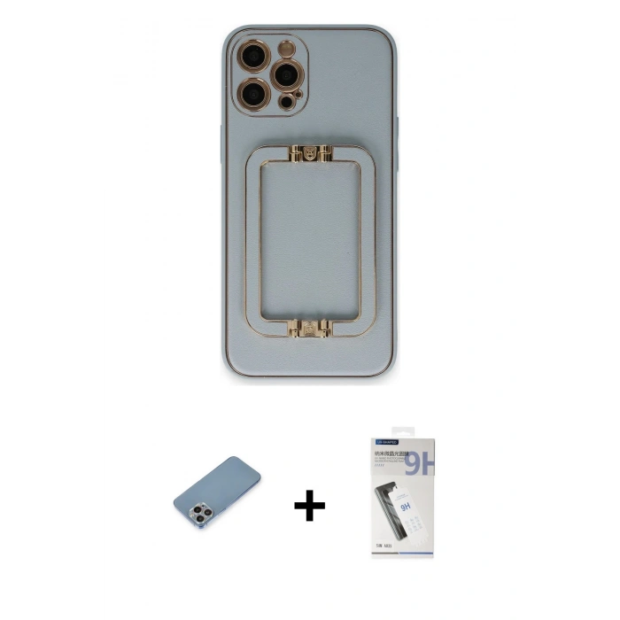 MARSİLYAN™- iPhone 12 Pro Kılıf Kozmos Minimal Prime - Şeffaf Uv Polymer Nano Ekran Koruyucu + Shine Kamera Lens Koruma Cam - GI