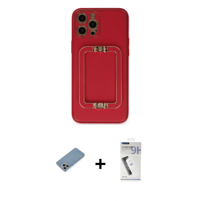 MARSİLYAN™- iPhone 12 Pro Kılıf Kozmos Minimal Prime - Şeffaf Uv Polymer Nano Ekran Koruyucu + Shine Kamera Lens Koruma Cam - GI
