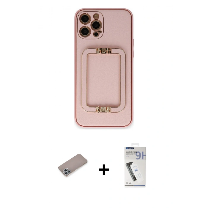 MARSİLYAN™- iPhone 12 Pro Kılıf Kozmos Minimal Prime - Şeffaf Uv Polymer Nano Ekran Koruyucu + Shine Kamera Lens Koruma Cam - SABE