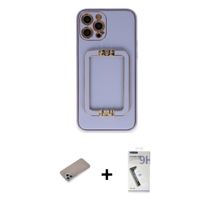 MARSİLYAN™- iPhone 12 Pro Kılıf Kozmos Minimal Prime - Şeffaf Uv Polymer Nano Ekran Koruyucu + Shine Kamera Lens Koruma Cam - SABE