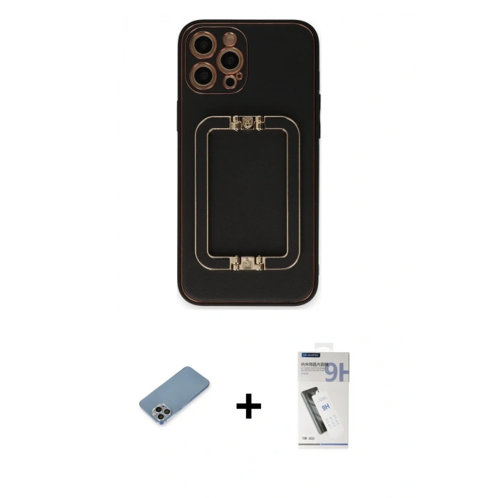 MARSİLYAN™- iPhone 12 Pro Kılıf Kozmos Minimal Prime - Şeffaf Uv Polymer Nano Ekran Koruyucu + Shine Kamera Lens Koruma Cam - GI