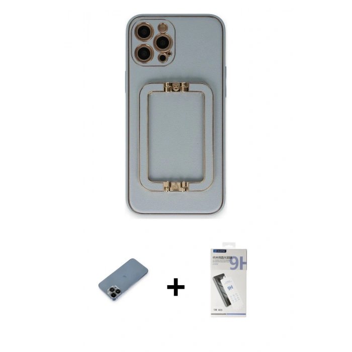 MARSİLYAN™- iPhone 12 Pro Kılıf Kozmos Minimal Prime - Şeffaf Uv Polymer Nano Ekran Koruyucu + Shine Kamera Lens Koruma Cam - SH