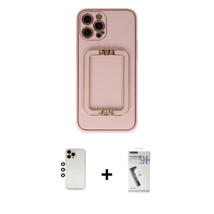 MARSİLYAN™- iPhone 12 Pro Kılıf Kozmos Minimal Prime - Şeffaf Uv Polymer Nano Ekran Koruyucu + Shine Kamera Lens - GD