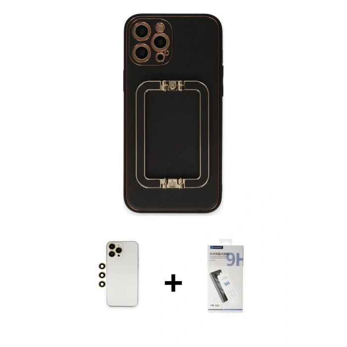 MARSİLYAN™- iPhone 12 Pro Kılıf Kozmos Minimal Prime - Şeffaf Uv Polymer Nano Ekran Koruyucu + Shine Kamera Lens - GD
