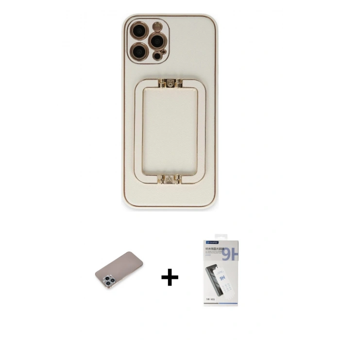 MARSİLYAN™- iPhone 12 Pro Kılıf Kozmos Minimal Prime - Şeffaf Uv Polymer Nano Ekran Koruyucu + Shine Kamera Lens Koruma Cam - SABE