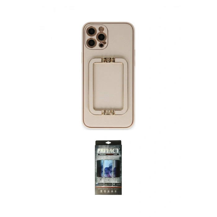 MARSİLYAN™- iPhone 12 Pro Kılıf Kozmos Minimal Prime - Siyah 34D Hayalet Izgaralı Cam