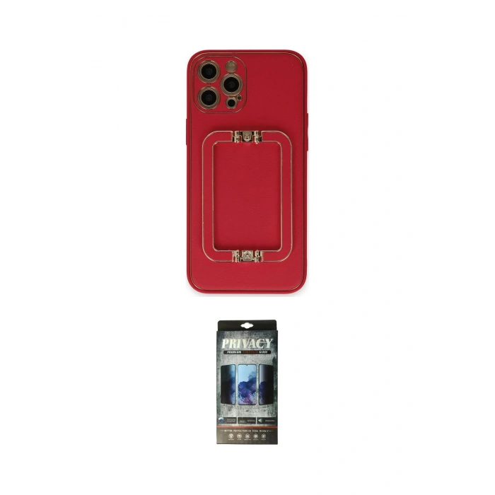 MARSİLYAN™- iPhone 12 Pro Kılıf Kozmos Minimal Prime - Siyah 34D Hayalet Izgaralı Cam