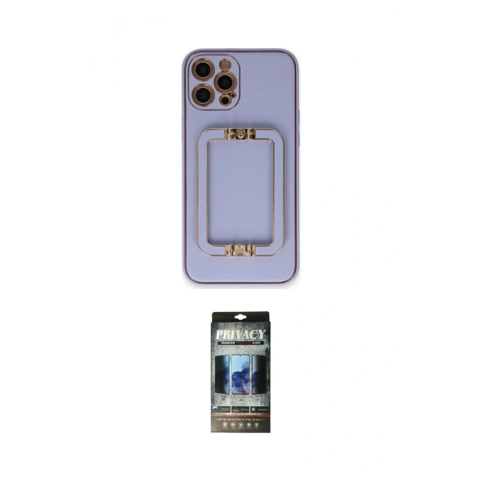 MARSİLYAN™- iPhone 12 Pro Kılıf Kozmos Minimal Prime - Siyah 34D Hayalet Izgaralı Cam