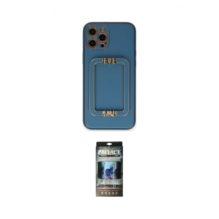 MARSİLYAN™- iPhone 12 Pro Kılıf Kozmos Minimal Prime - Siyah 34D Hayalet Izgaralı Cam