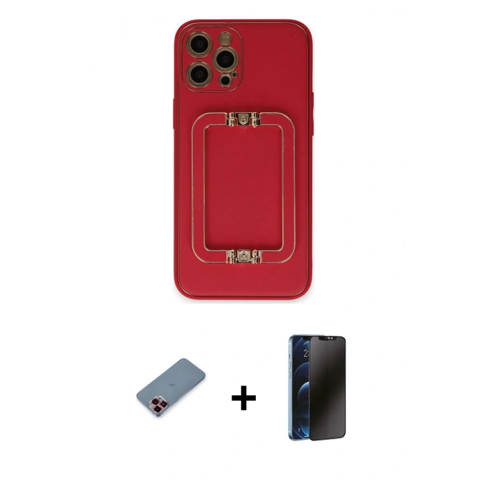 MARSİLYAN™- iPhone 12 Pro Kılıf Kozmos Minimal Prime - Siyah 3D Antistatik Hayalet Cam Ekran Koruyucu + Metal Kamera Lens Koruma Cam - KI