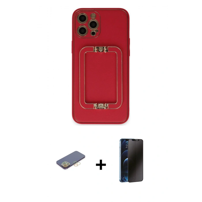 MARSİLYAN™- iPhone 12 Pro Kılıf Kozmos Minimal Prime - Siyah 3D Antistatik Hayalet Cam Ekran Koruyucu + Renkli Kamera Lens Koruma Cam - SI