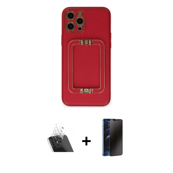MARSİLYAN™- iPhone 12 Pro Kılıf Kozmos Minimal Prime - Siyah 3D Antistatik Hayalet Cam Ekran Koruyucu + Kamera Lens Koruma Cam - SF